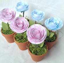 Paper flowers in pots
